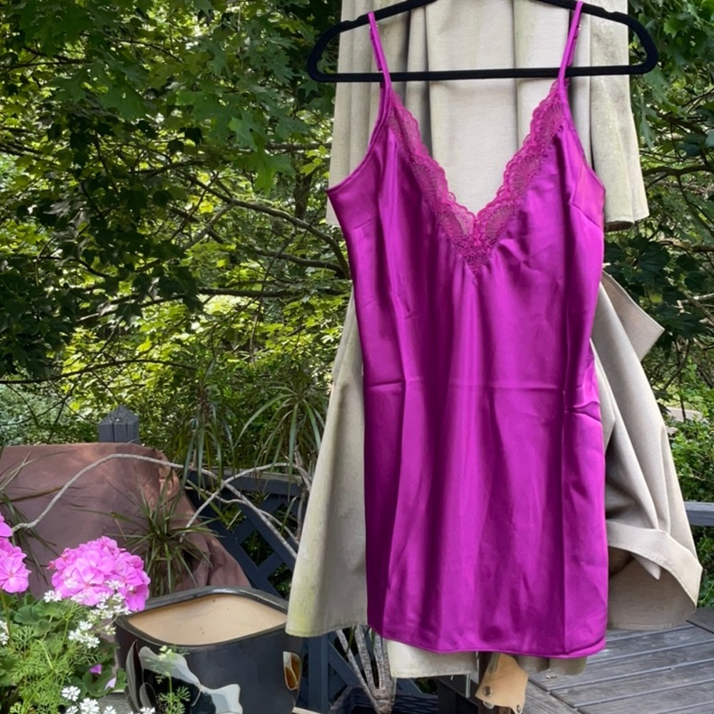Sexy satin nightgown in a gorgeous purple color.